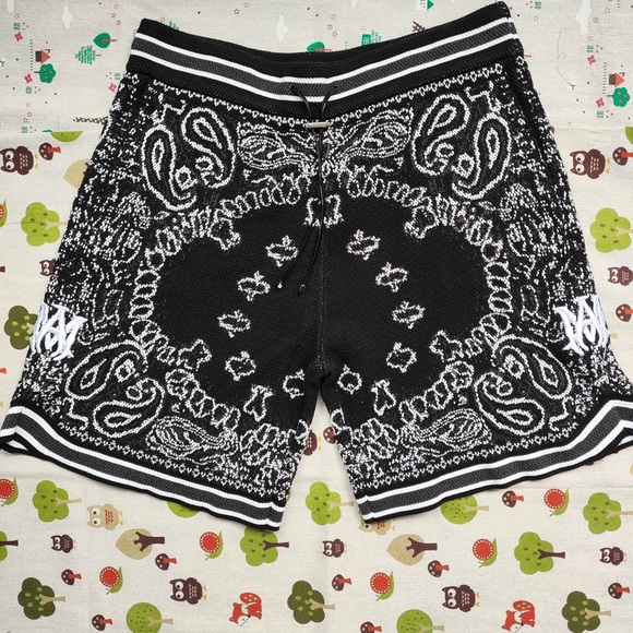 AMIRI Other - AMIRI Black & White Paisley Knit Athletic Shorts